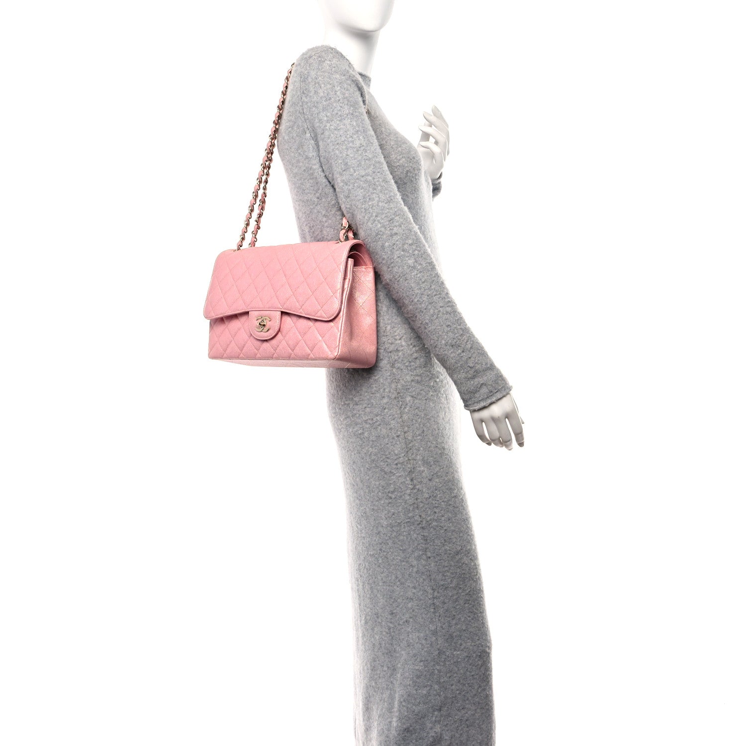 Chanel Iridescent Caviar Quilted Jumbo Double Flap Rose Pink 2 of 11