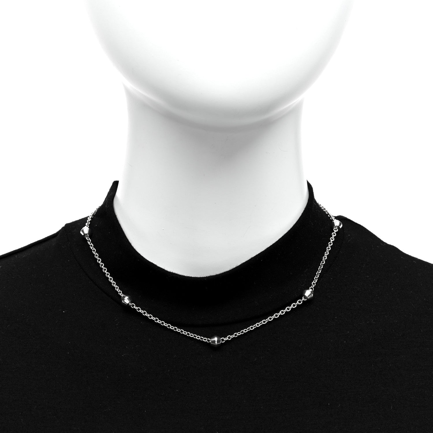 Tiffany Sterling Silver Barrel Bead Station Chain Necklace 2 of 5