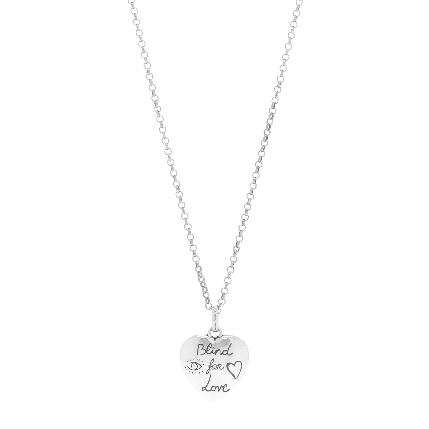 Gucci Sterling Silver Blind for Love Heart Pendant Necklace 1 of 7
