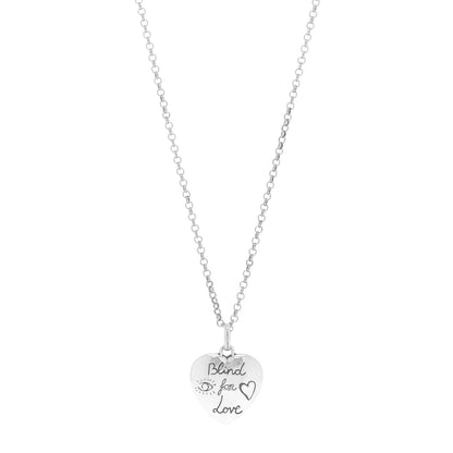 Gucci Sterling Silver Blind for Love Heart Pendant Necklace 1 of 7