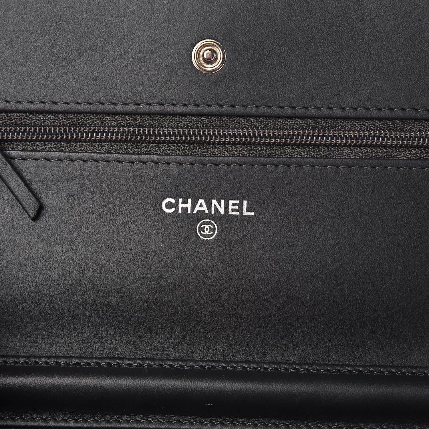 Chanel Patent Quilted Wallet On Chain WOC Dark Gray 6 of 12