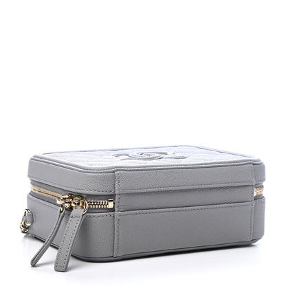 Chanel Caviar Quilted Small CC Filigree Vanity Case Grey 3 of 4