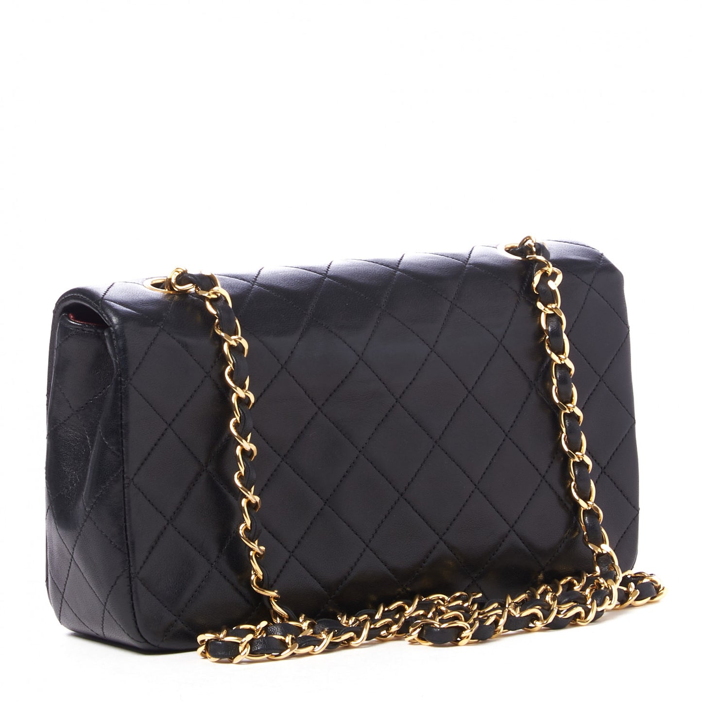 Lambskin Quilted Small Single Flap Bag Black