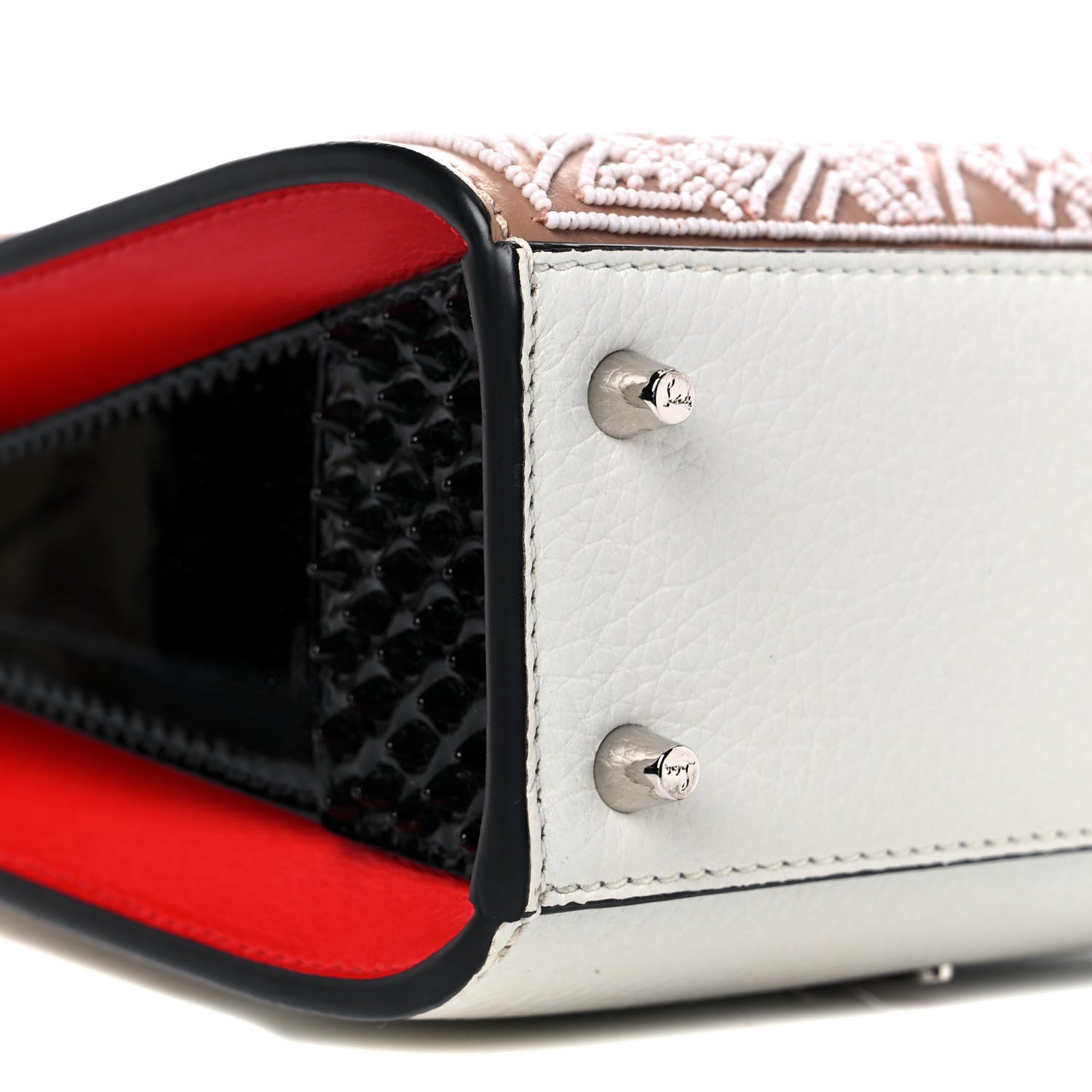 Christian Louboutin Calfskin Beaded Nano Paloma Flesh 8 of 13