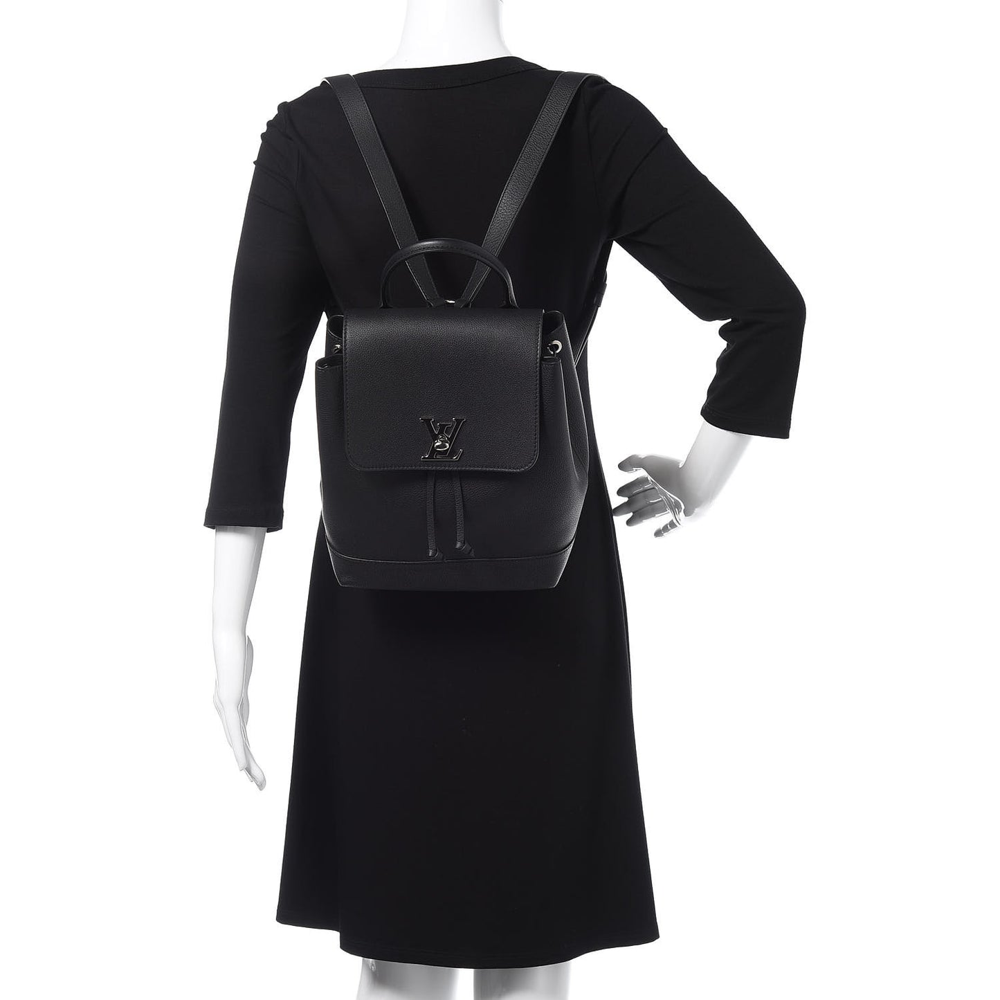 Calfskin Lockme Backpack Black