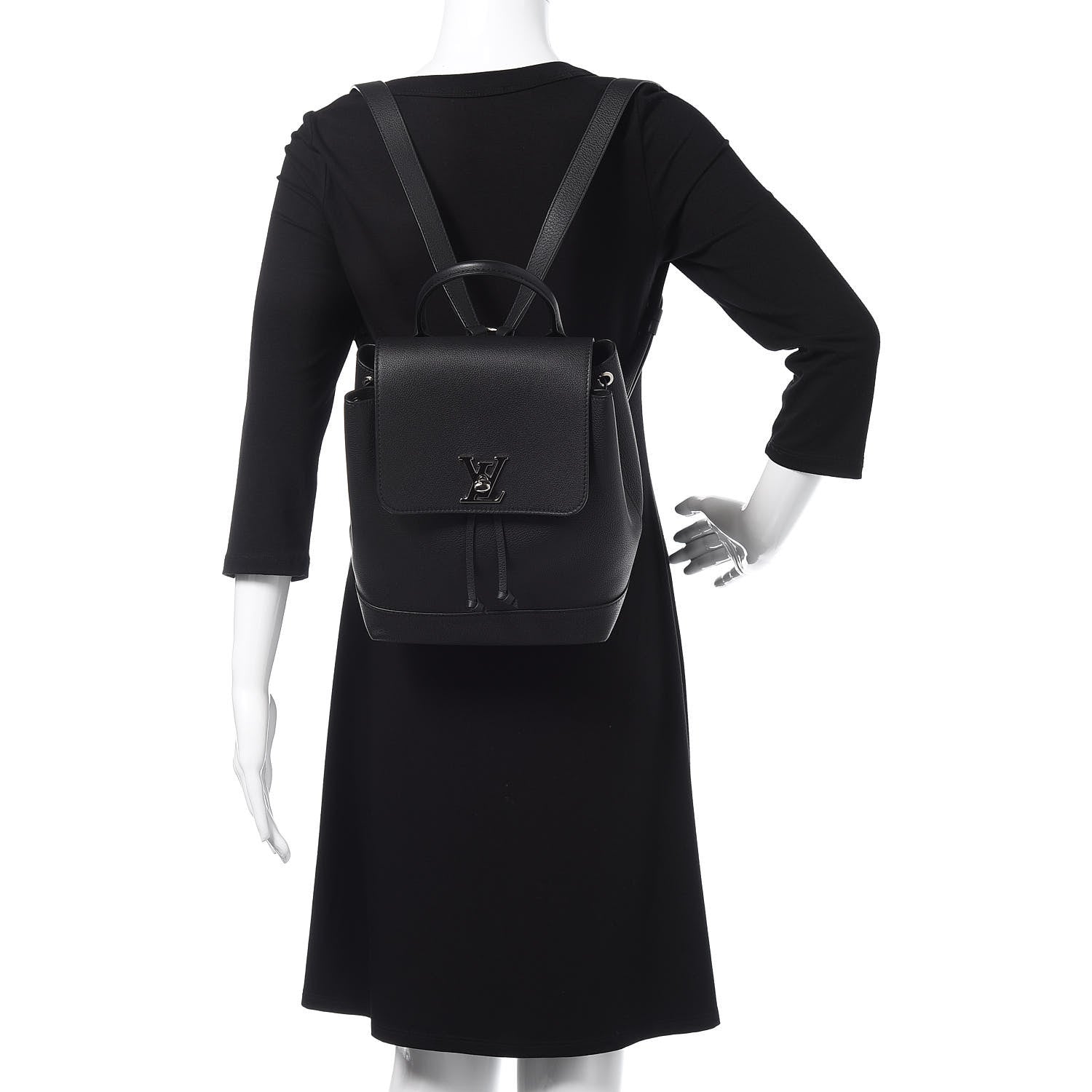 Louis Vuitton Calfskin Lockme Backpack Black 2 of 11