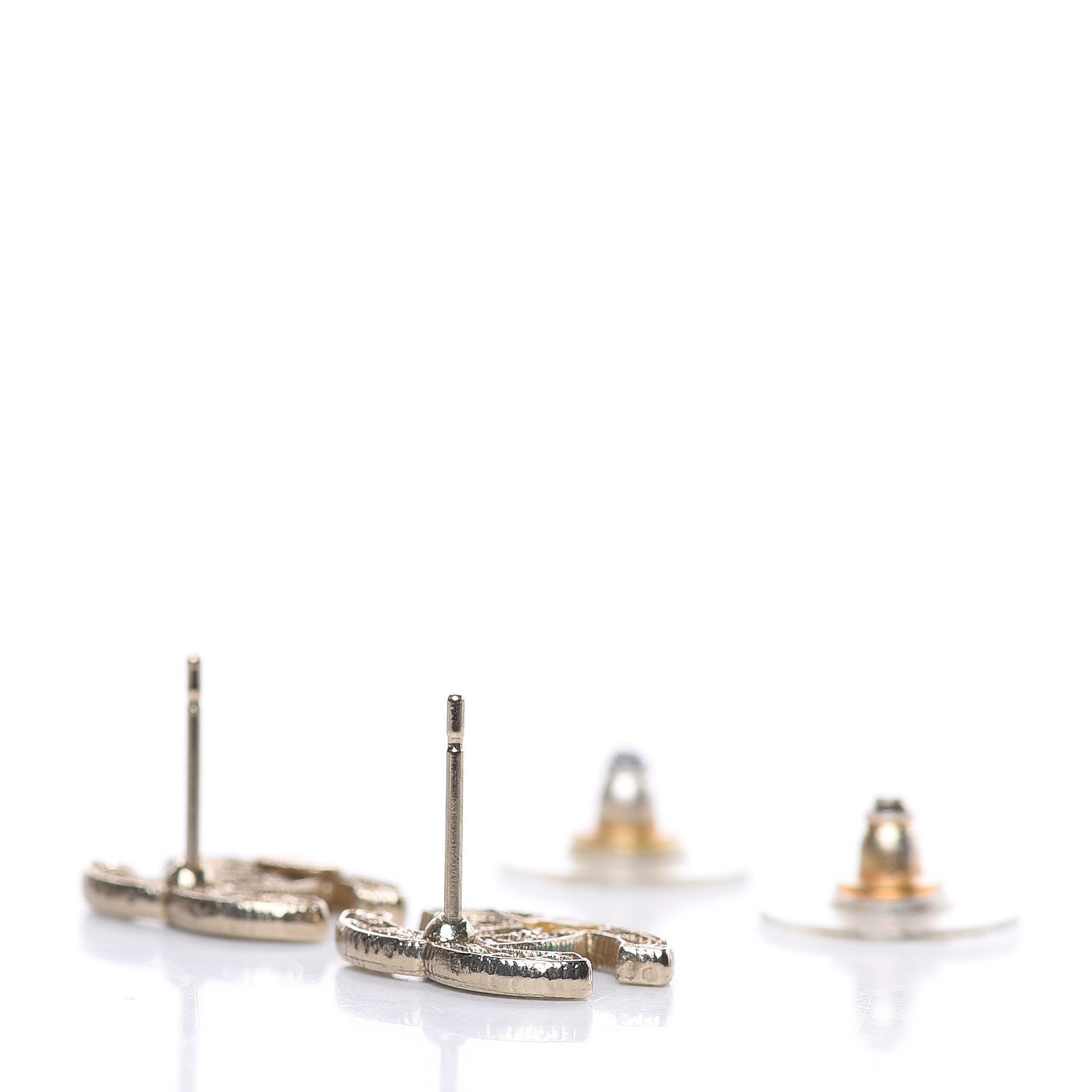 Chanel Tweed Effect CC Earrings Gold 5 of 6