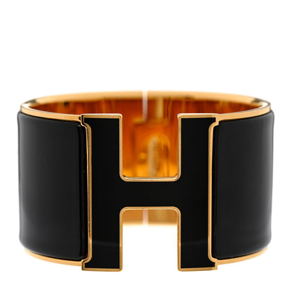 Hermes Enamel Extra Wide Clic H Bracelet PM Black 1 of 4