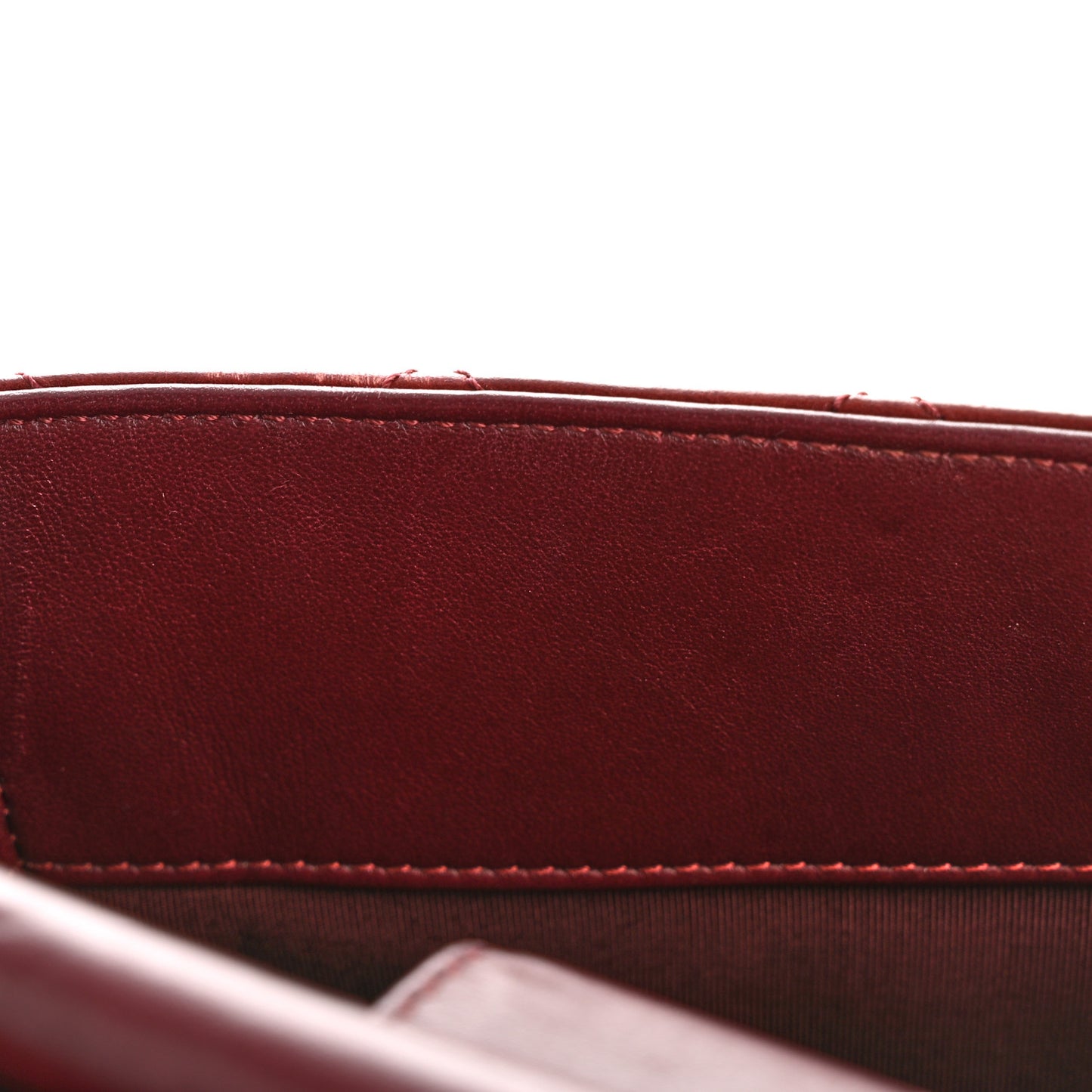 Glazed Calfskin Quilted Small Gold Bar Tote Red