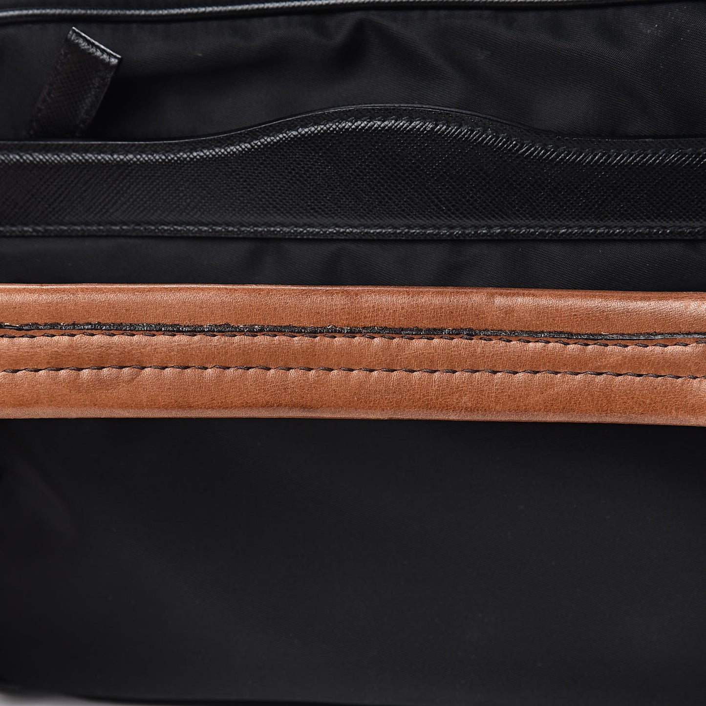 Tessuto Nylon Saffiano Shoulder Bag Black Cuoio