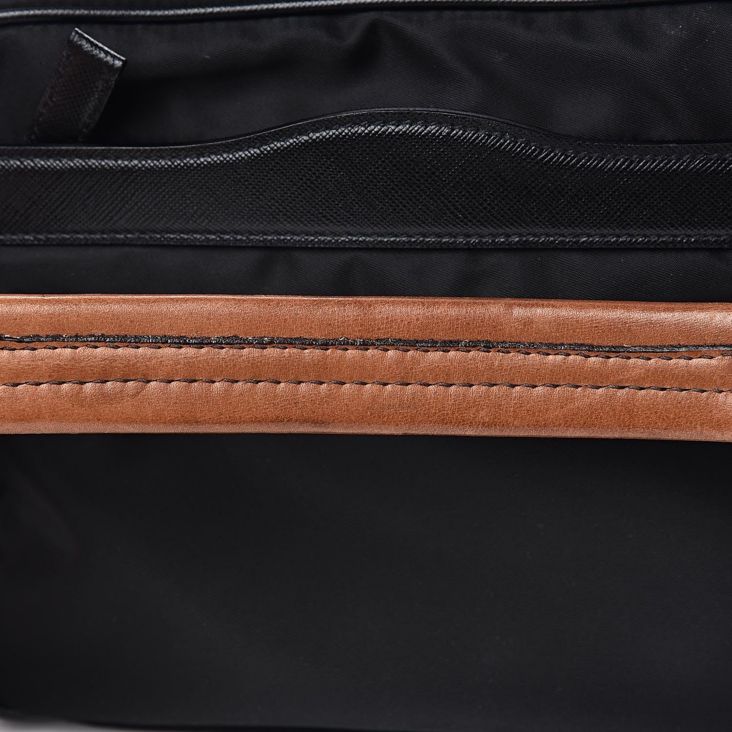 Prada Tessuto Nylon Saffiano Shoulder Bag Black Cuoio 9 of 12