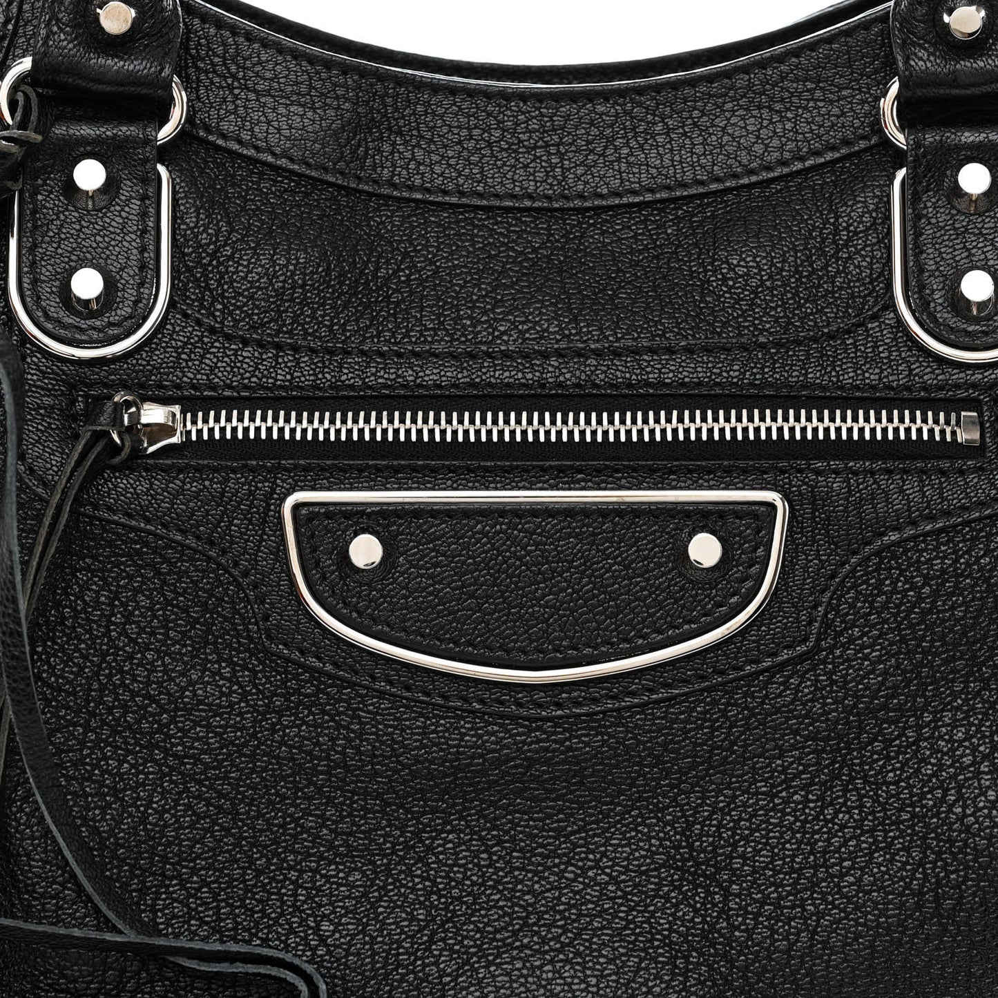 Chevre Silver Metallic Edge Hardware Velo Black