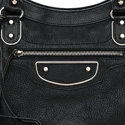 Balenciaga Chevre Silver Metallic Edge Hardware Velo Black 8 of 10