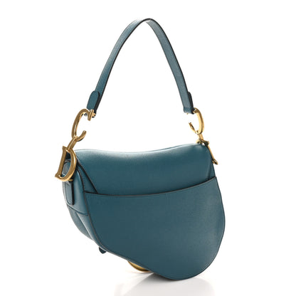 Christian Dior Grained Calfskin Saddle Bag Turquoise 3 of 10