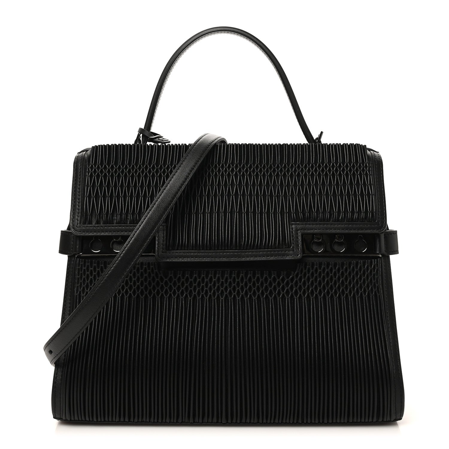 Delvaux Calfskin Souple Tempete GM Smock Satchel Black 1 of 10