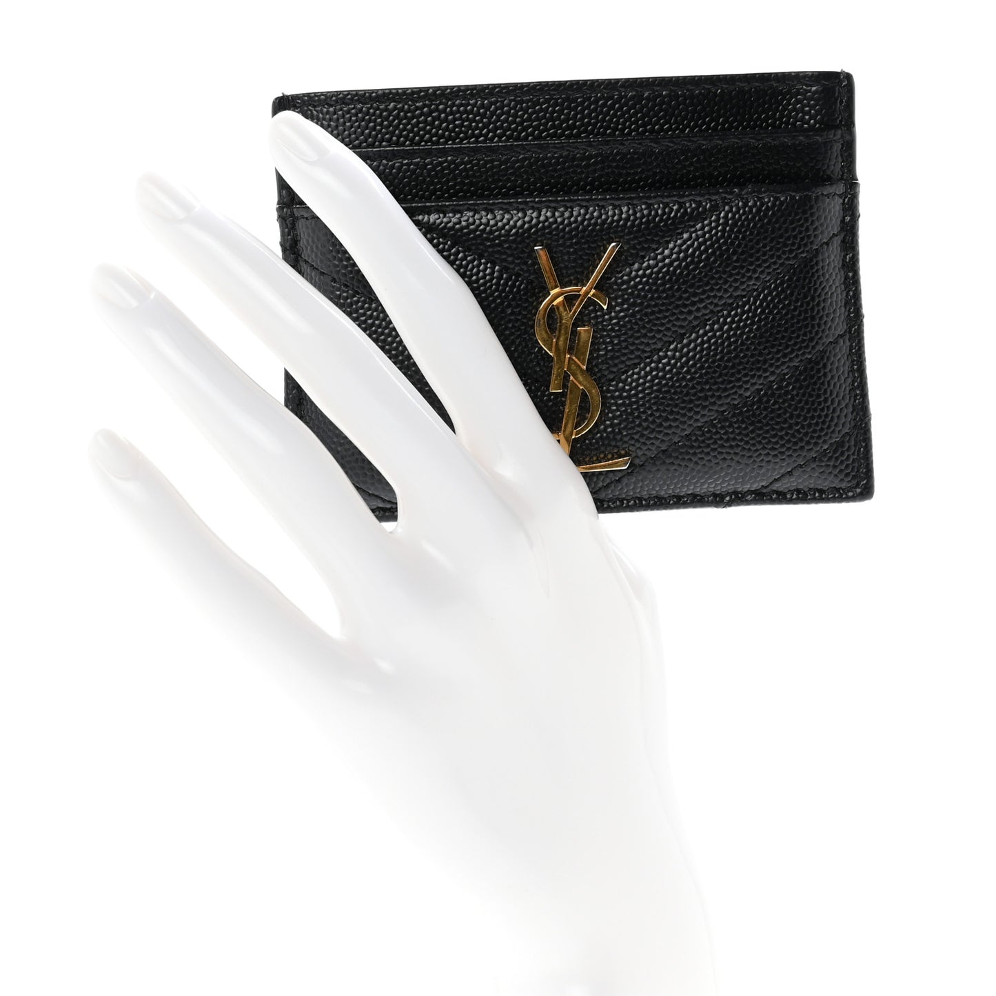 Grain De Poudre Matelasse Chevron Monogram Credit Card Case Black