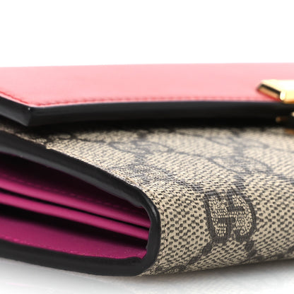 Gucci GG Supreme Monogram Moon Calfskin Padlock Continental Chain Wallet Beige Ebony Hibiscus Red New Rosette 14 of 16
