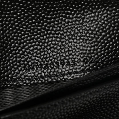 Saint Laurent Grain De Poudre Matelasse Chevron Monogram Compact Tri Fold Wallet Black 7 of 8