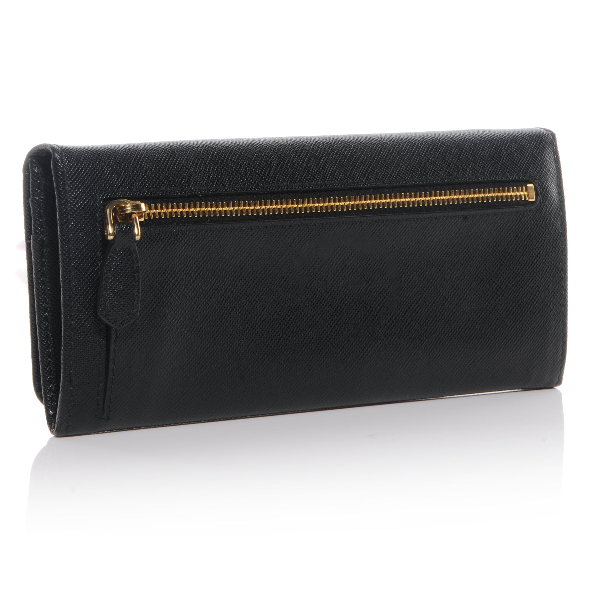 Prada Saffiano Continental Flap Wallet Nero Black 3 of 9