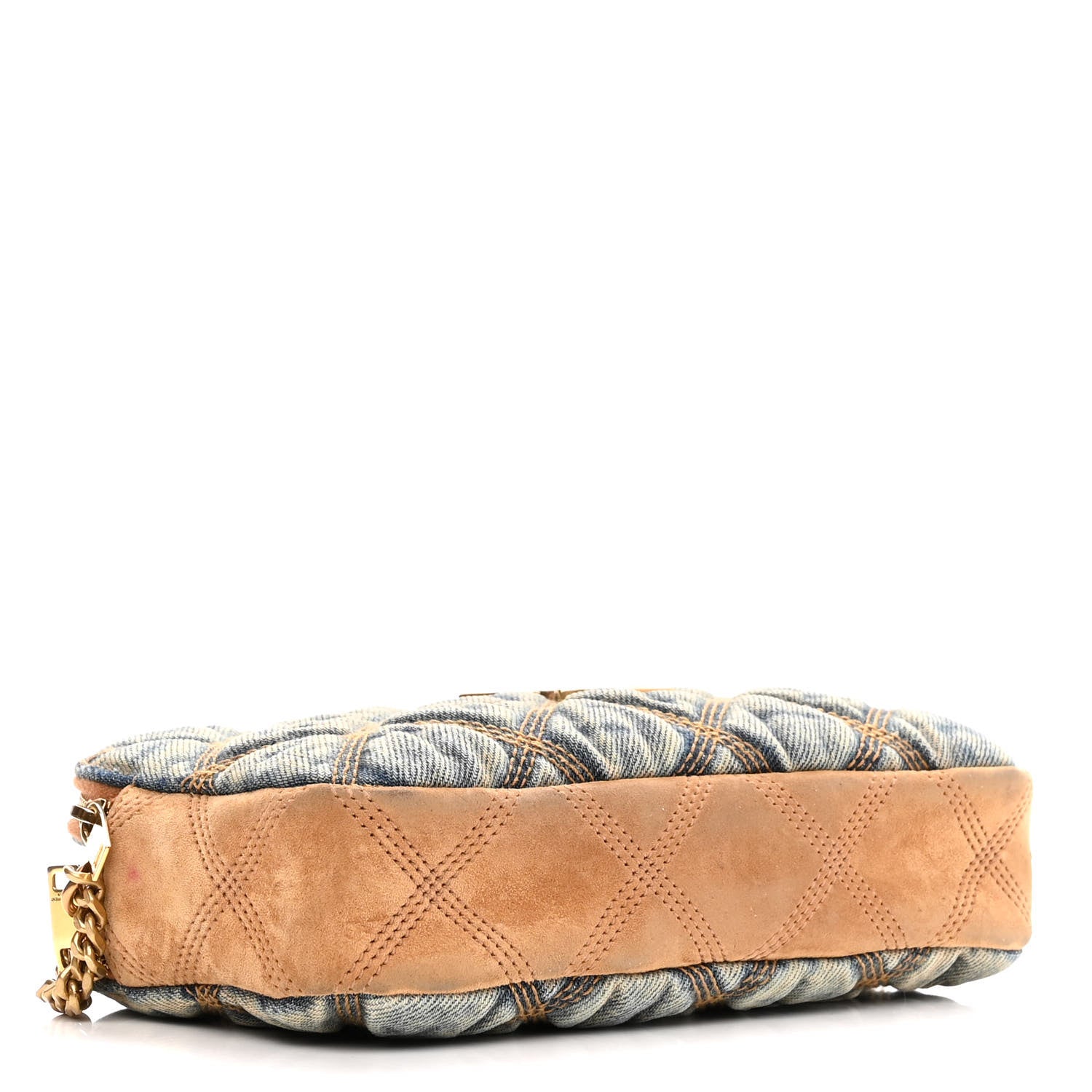 Saint Laurent Suede Denim Quilted Mini Becky Double Zip Bag Blue Cinnamon 4 of 15