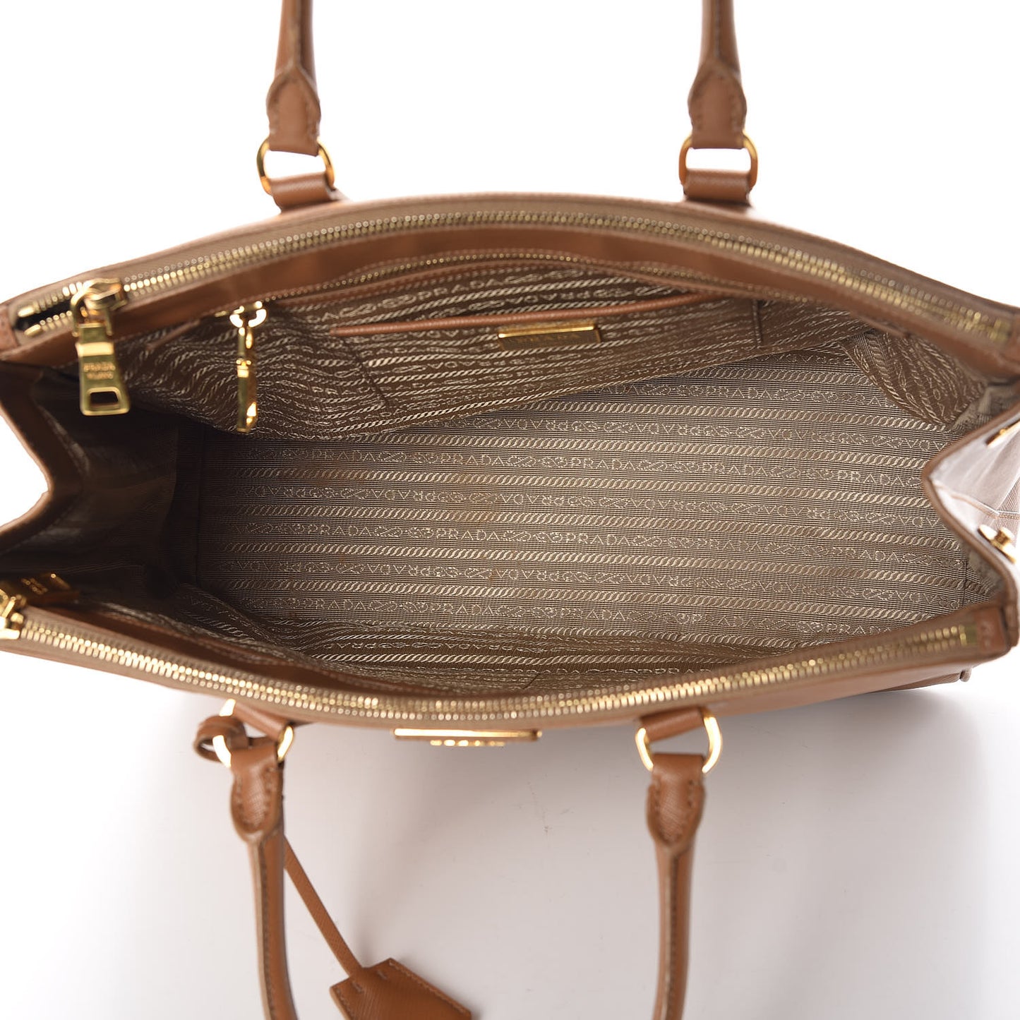 Saffiano Large Galleria Double Zip Tote Caramel