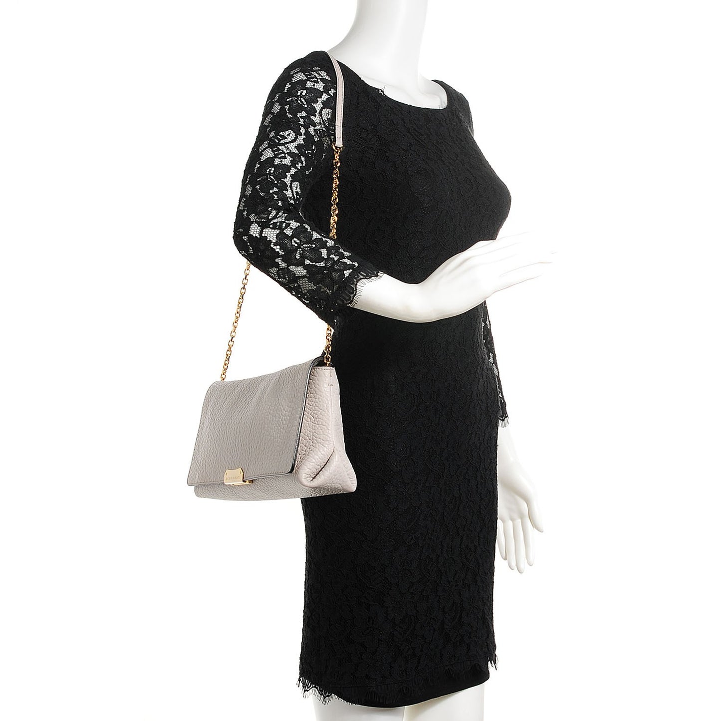 Signature Grain Medium Clutch Bag Pale Grey