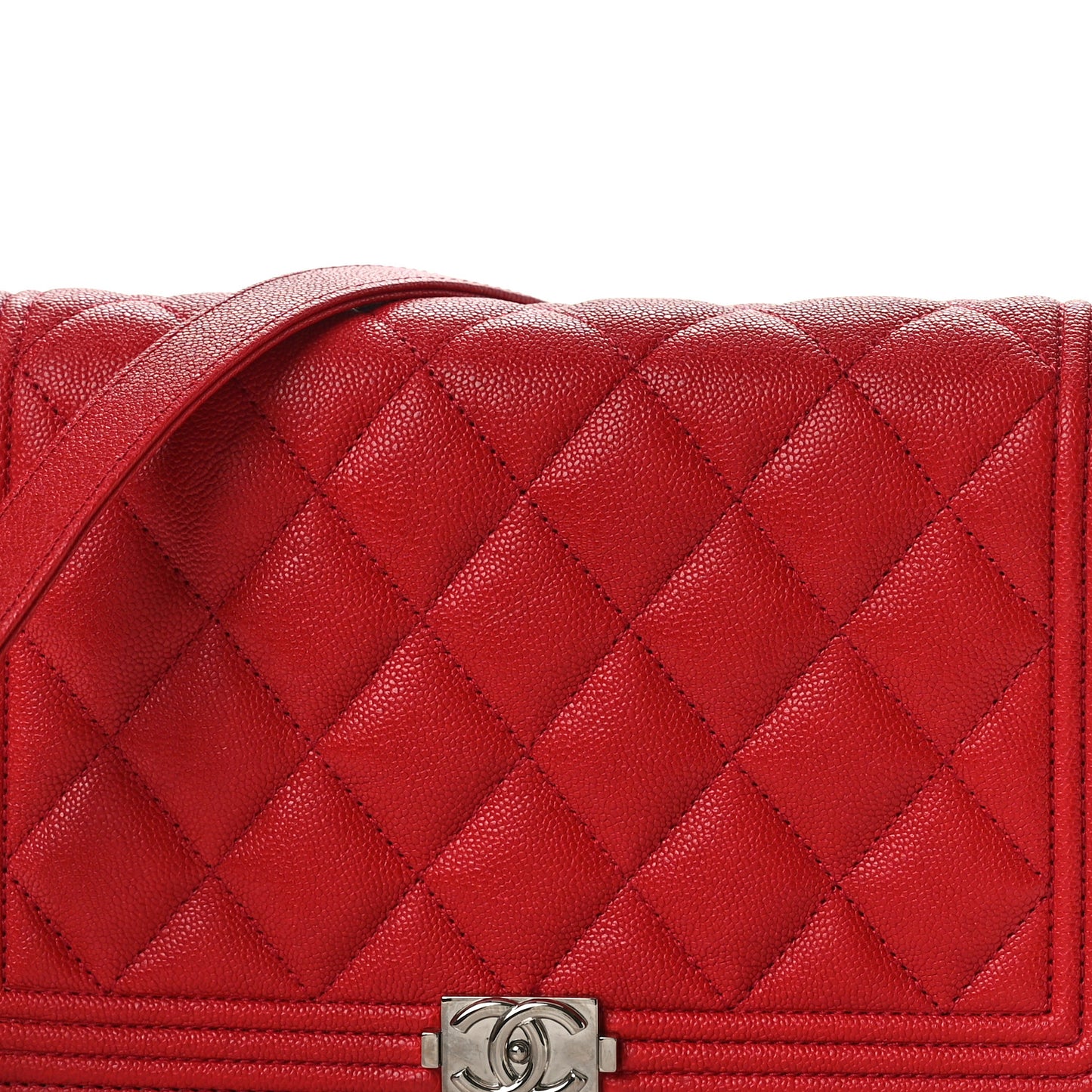 Caviar Quilted Boy Wallet On Chain WOC Red