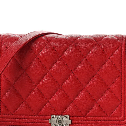 Chanel Caviar Quilted Boy Wallet On Chain WOC Red 8 of 10