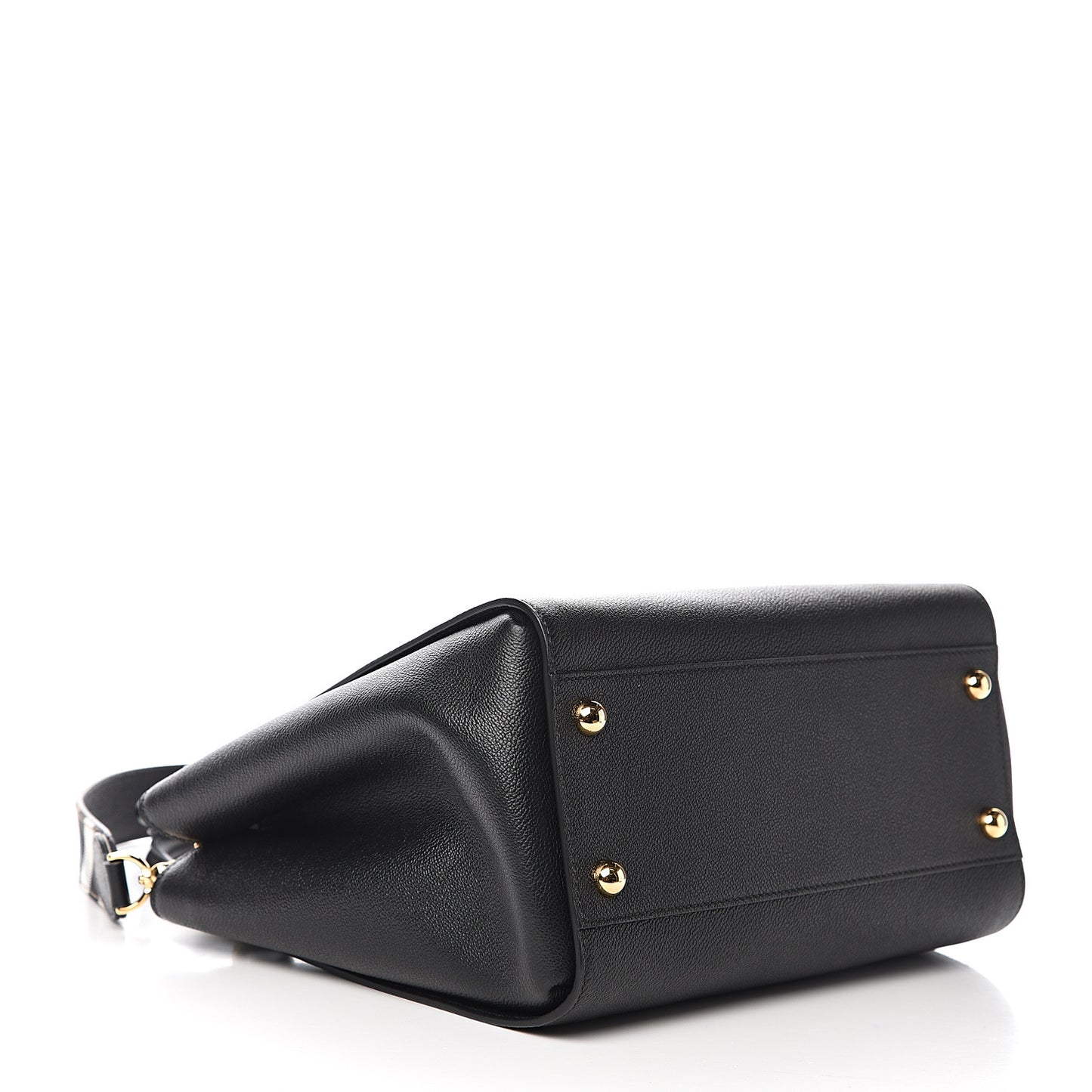 Soft Grain Calfskin Medium Buckle Tote Black