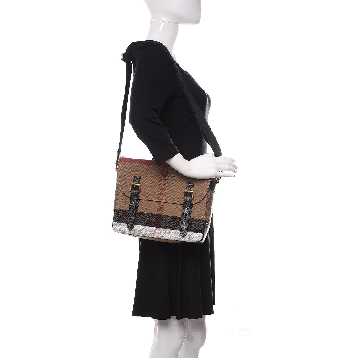 Burberry Canvas Mega Check Large Baildon Messenger Bag Black 2 of 11