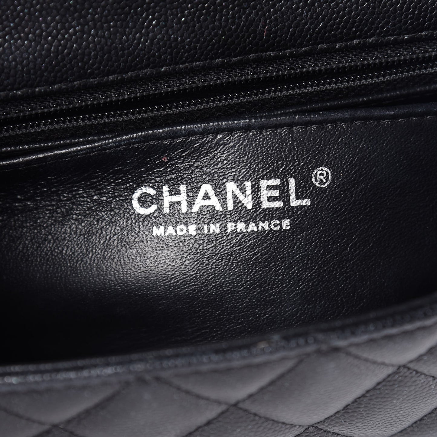 Iridescent Caviar Quilted Mini Rectangular Flap Black