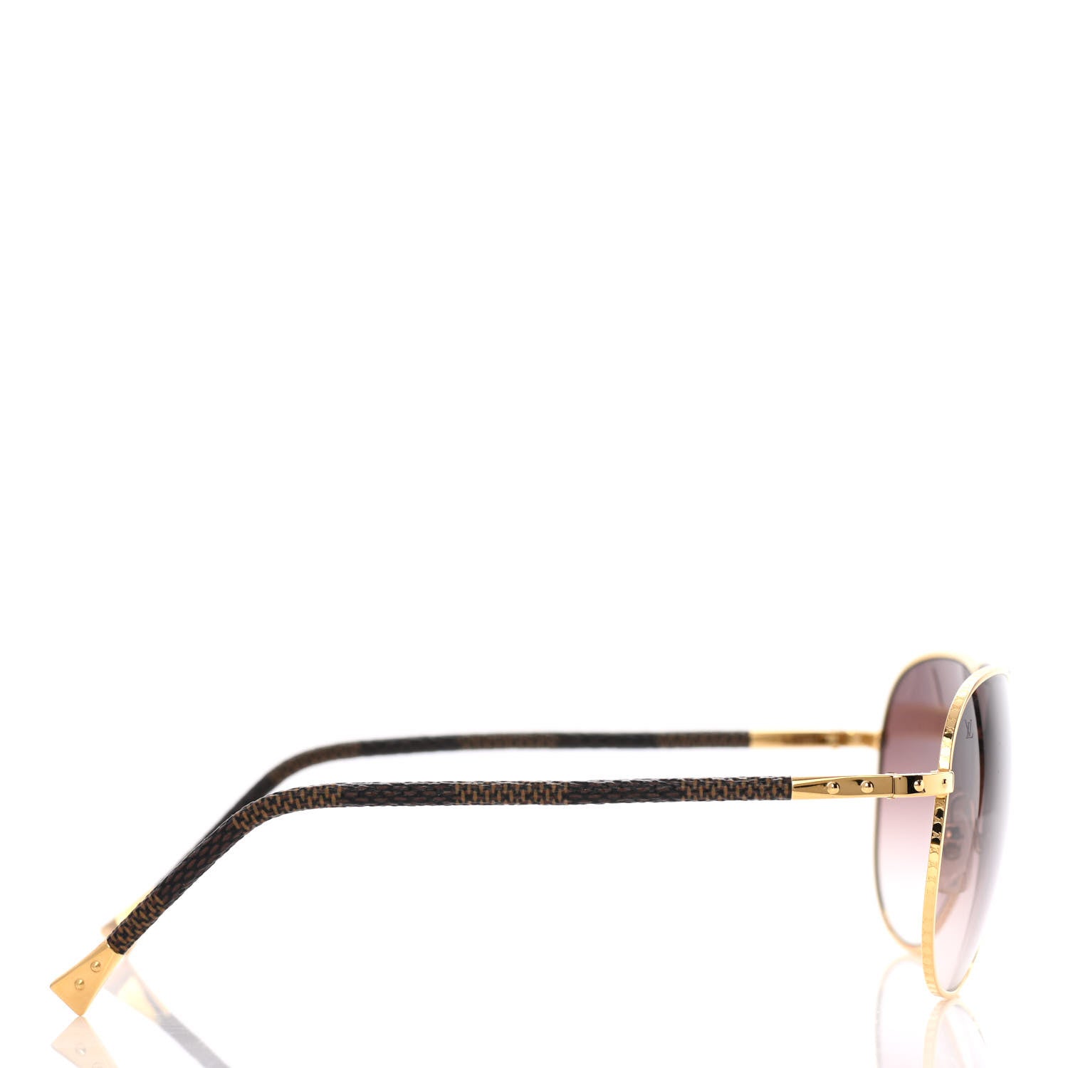 Louis Vuitton Damier Ebene Conspiration Pilote Aviator Sunglasses Z0202U Gold 3 of 9