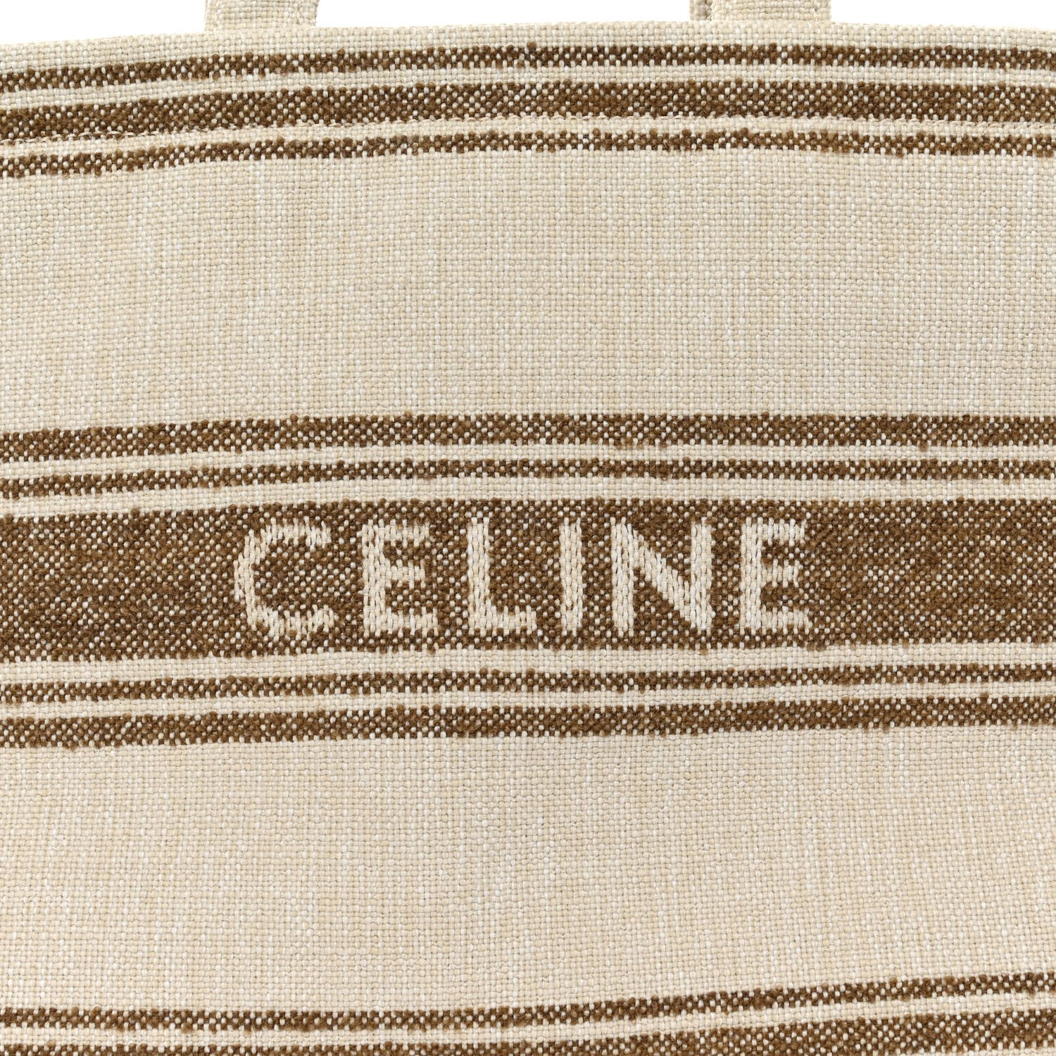 Celine Jacquard Striped Large Cabas Thais Tobacco Tan 7 of 9