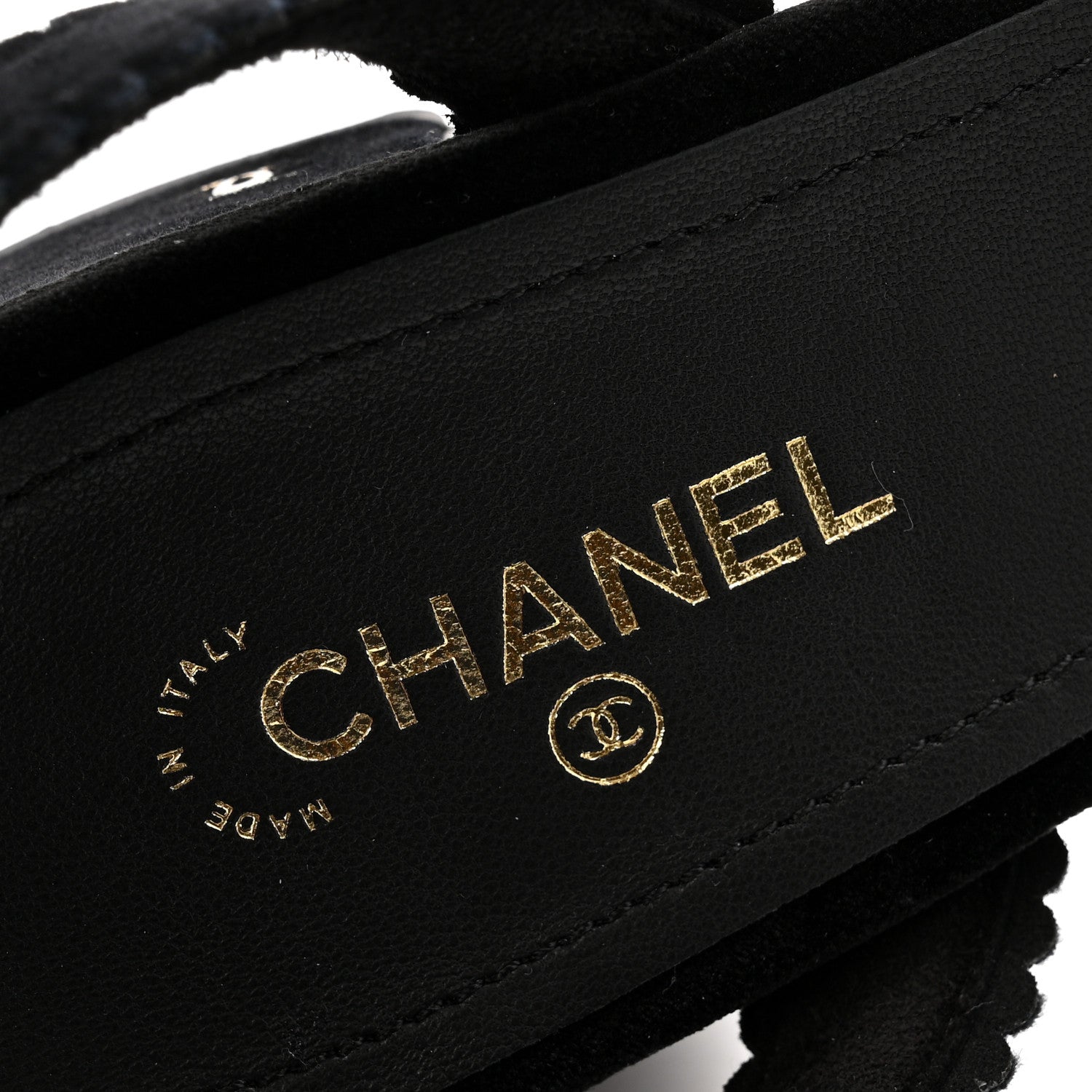 Chanel Velvet Pearl Camellia Sandals 37.5 Black 7 of 10