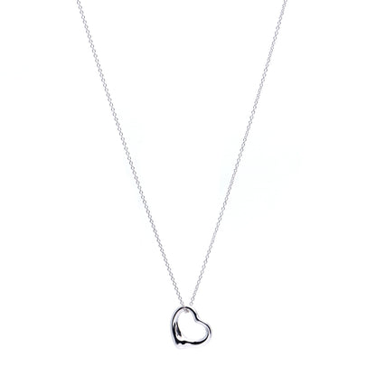 Tiffany Sterling Silver 14mm Elsa Peretti Open Heart Pendant Necklace 1 of 7
