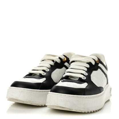 Louis Vuitton Monogram Embossed Calfskin Time Out Sneakers 37 White Black 4 of 10