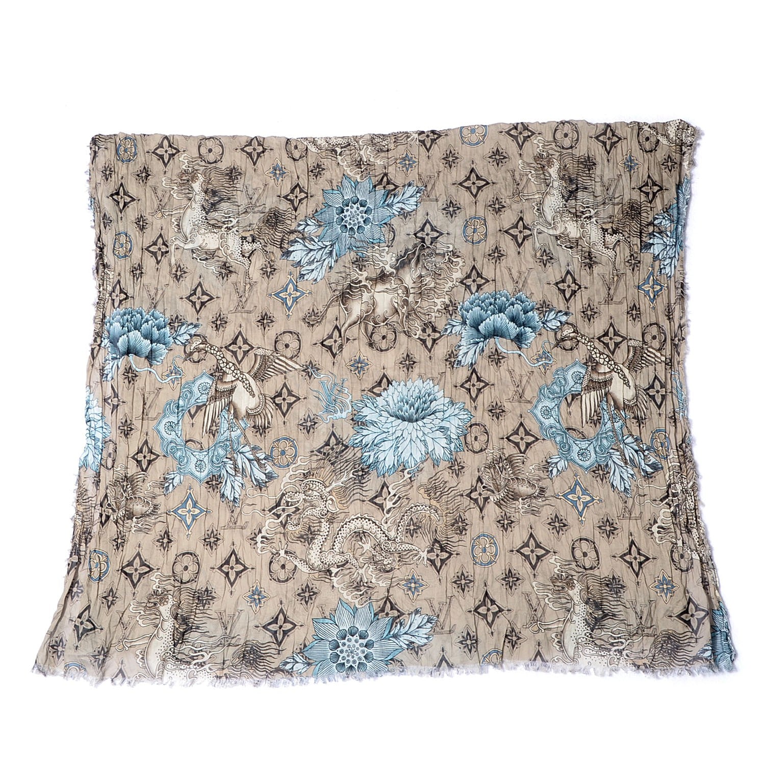 Louis Vuitton Cotton Etole Tattoo Scarf Kaki 3 of 6