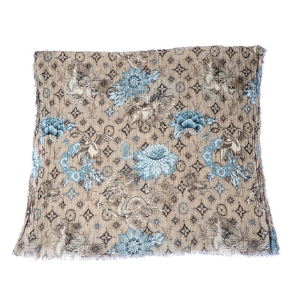 Louis Vuitton Cotton Etole Tattoo Scarf Kaki 3 of 6