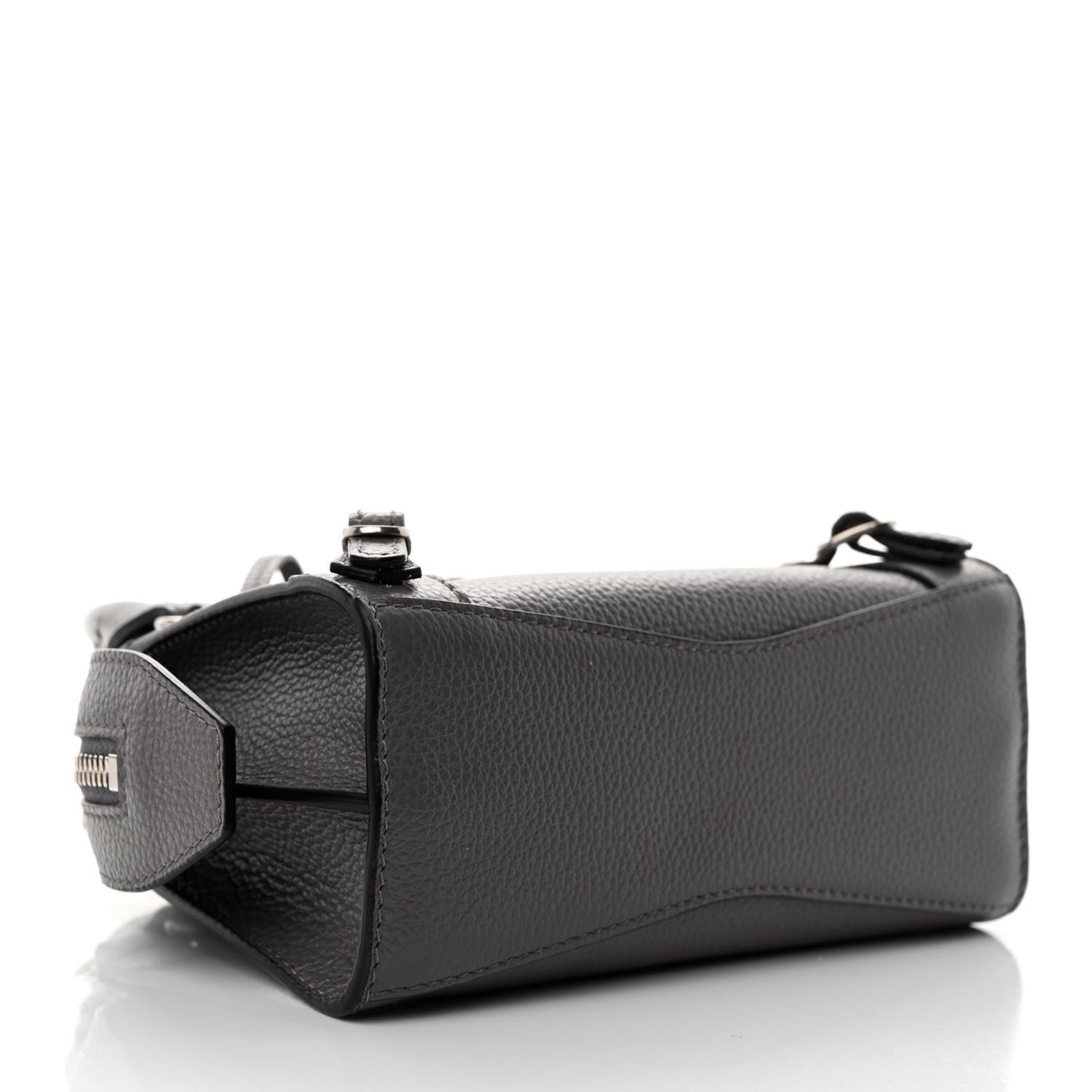 Grained Calfskin Neo Classic Silver Hardware Nano City Crossbody Dark Grey