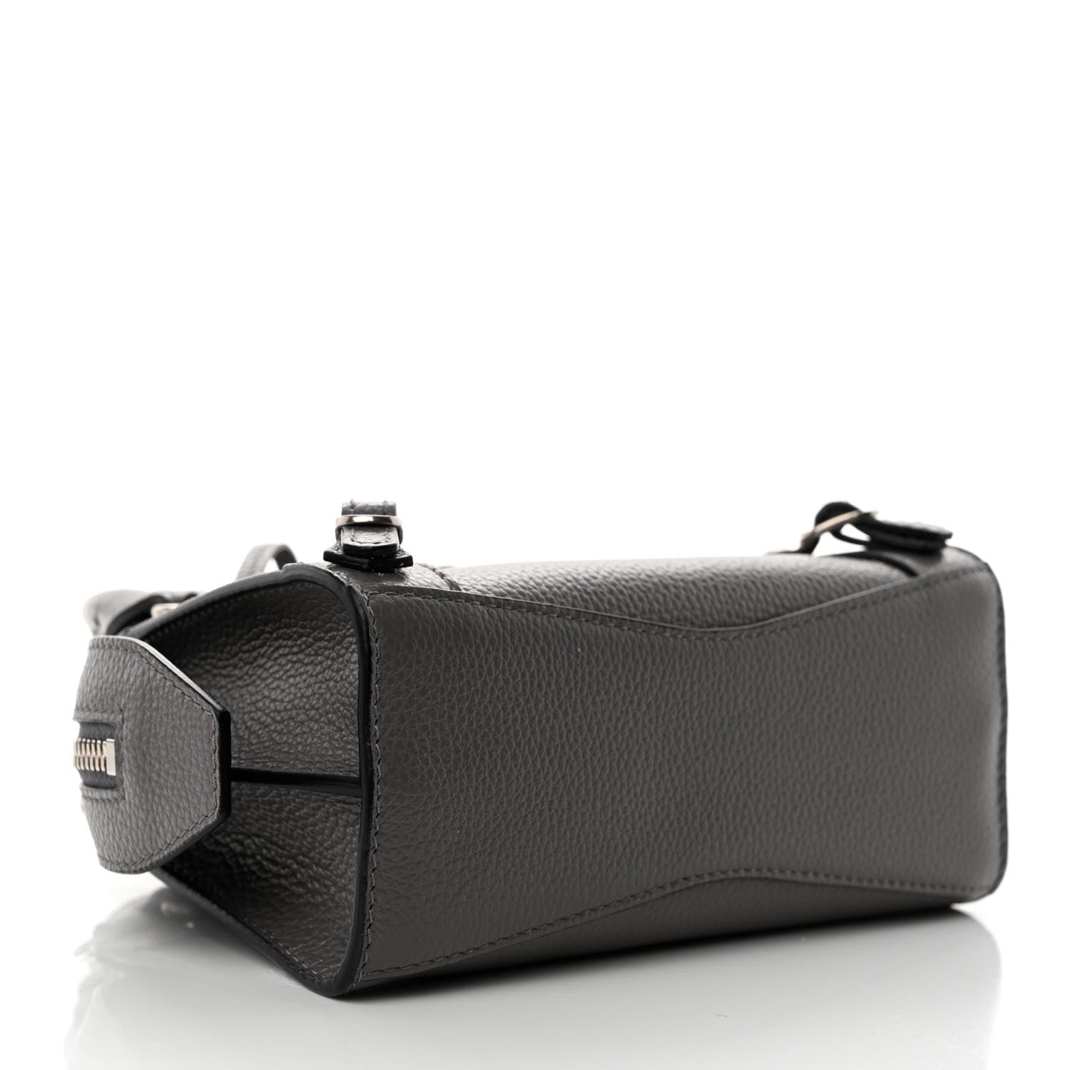 Balenciaga Grained Calfskin Neo Classic Silver Hardware Nano City Crossbody Dark Grey 4 of 9