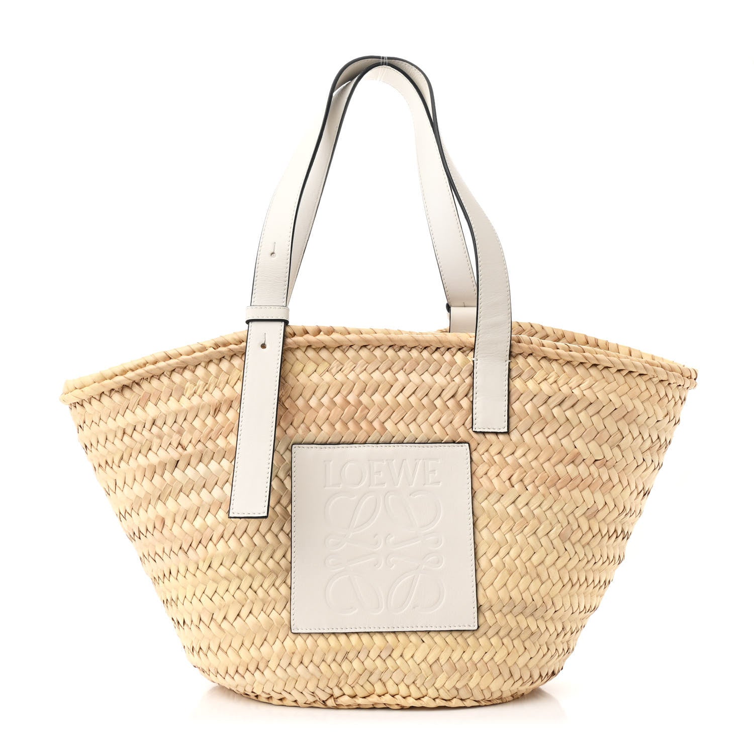 Loewe Raffia Medium Basket Tote Bag Natural White 1 of 10