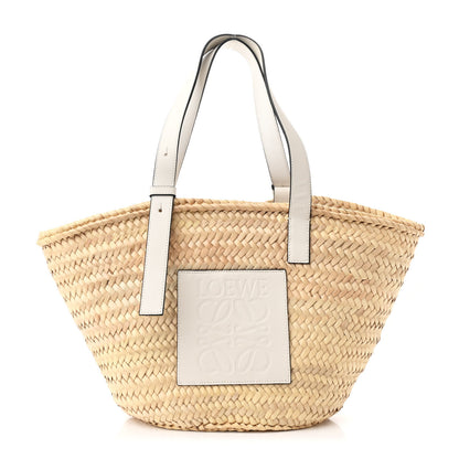 Loewe Raffia Medium Basket Tote Bag Natural White 1 of 10