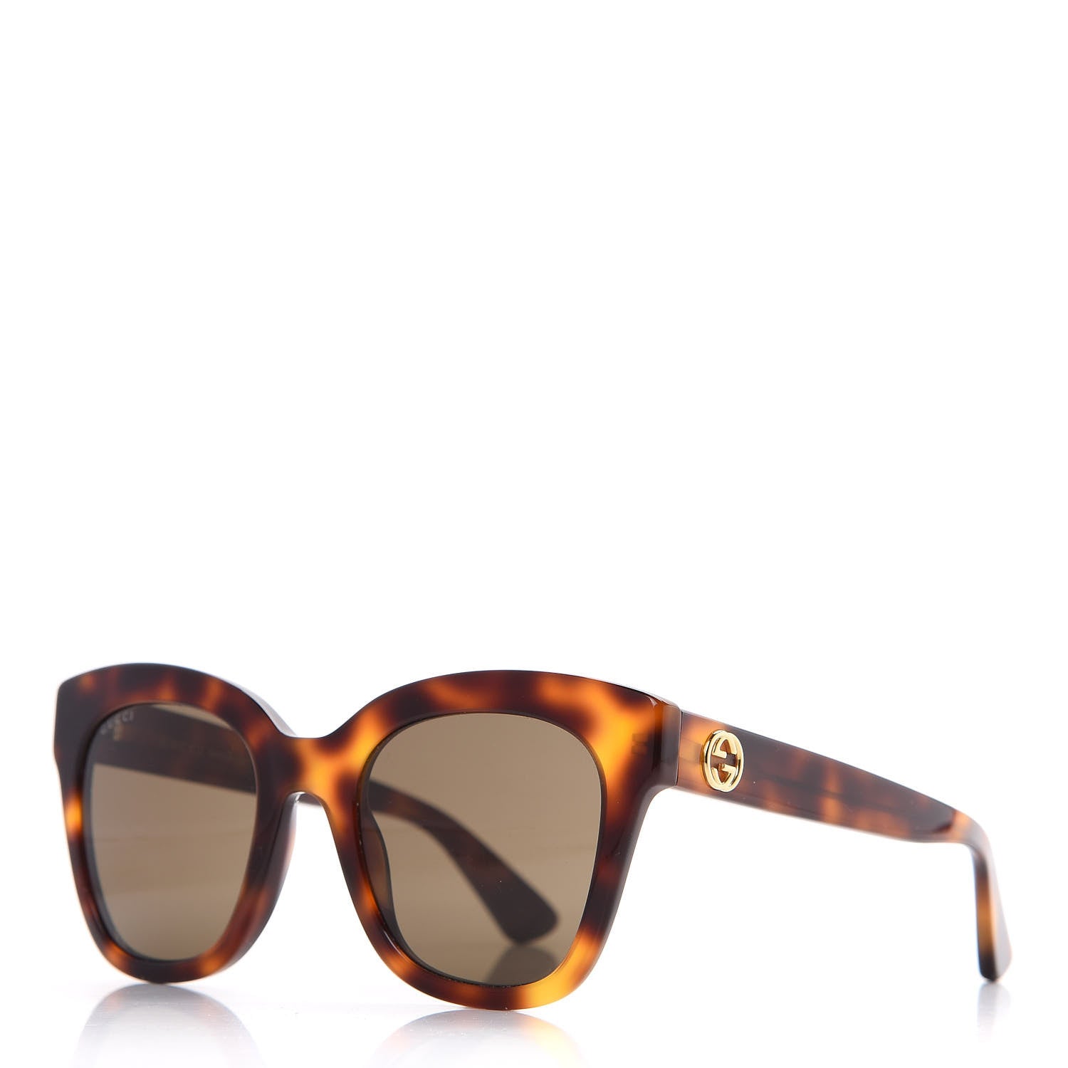 Gucci Acetate Square Frame Sunglasses GG0029S Tortoise 1 of 7
