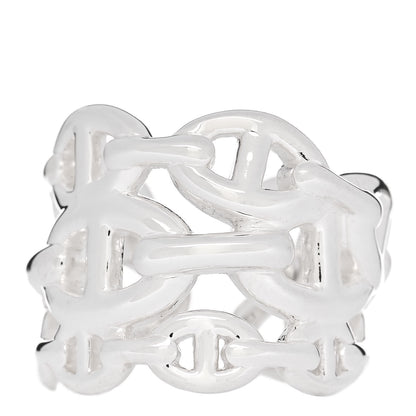 Hermes Sterling Silver GM Chaine d'Ancre Enchainee Band Ring 54 6.75 1 of 6
