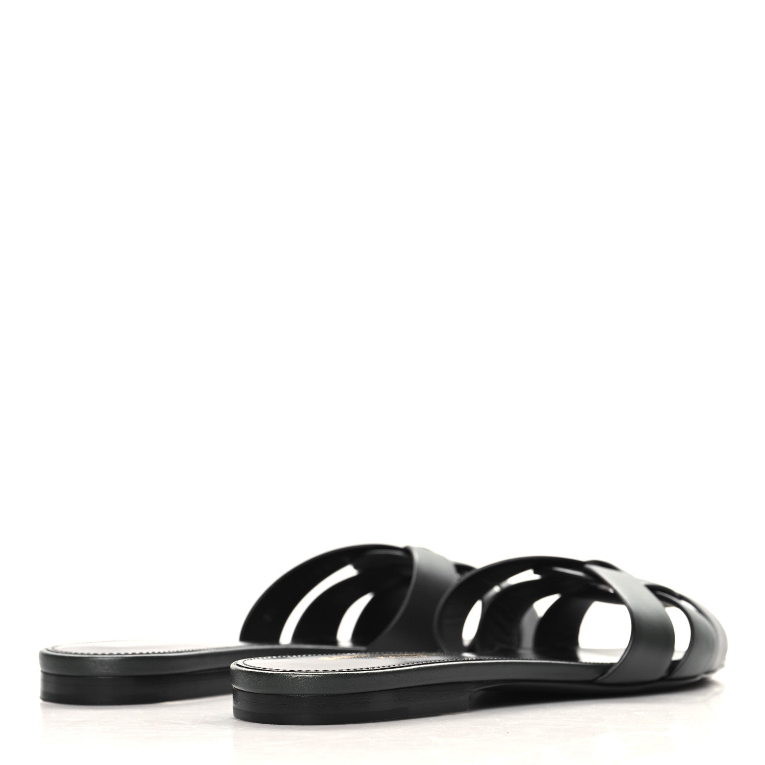 Saint Laurent Calfskin Tribute 05 Slide Sandals 37.5 Vert Fonce 5 of 10