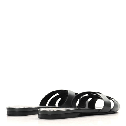 Saint Laurent Calfskin Tribute 05 Slide Sandals 37.5 Vert Fonce 5 of 10