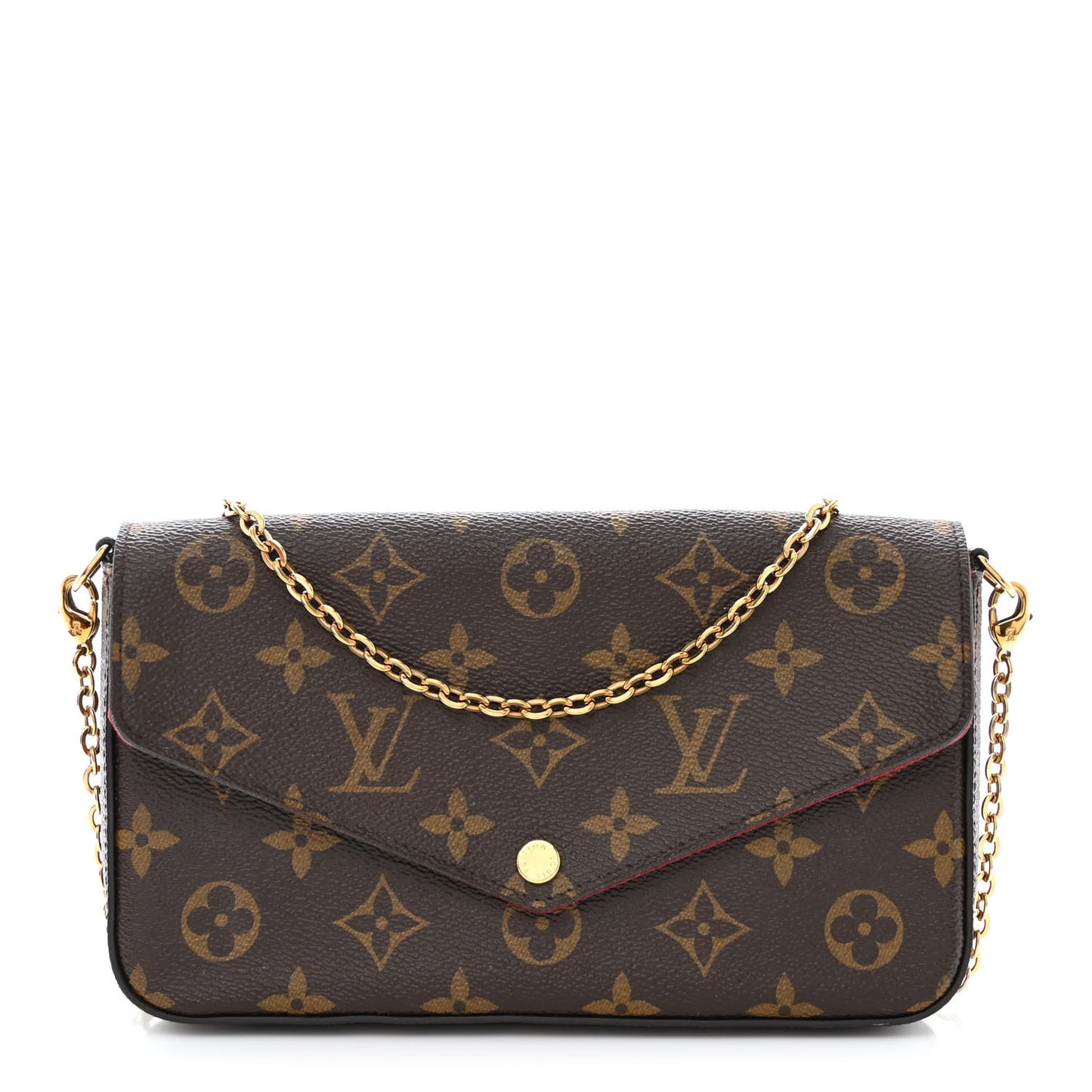 Monogram Pochette Felicie Chain Wallet Fuchsia