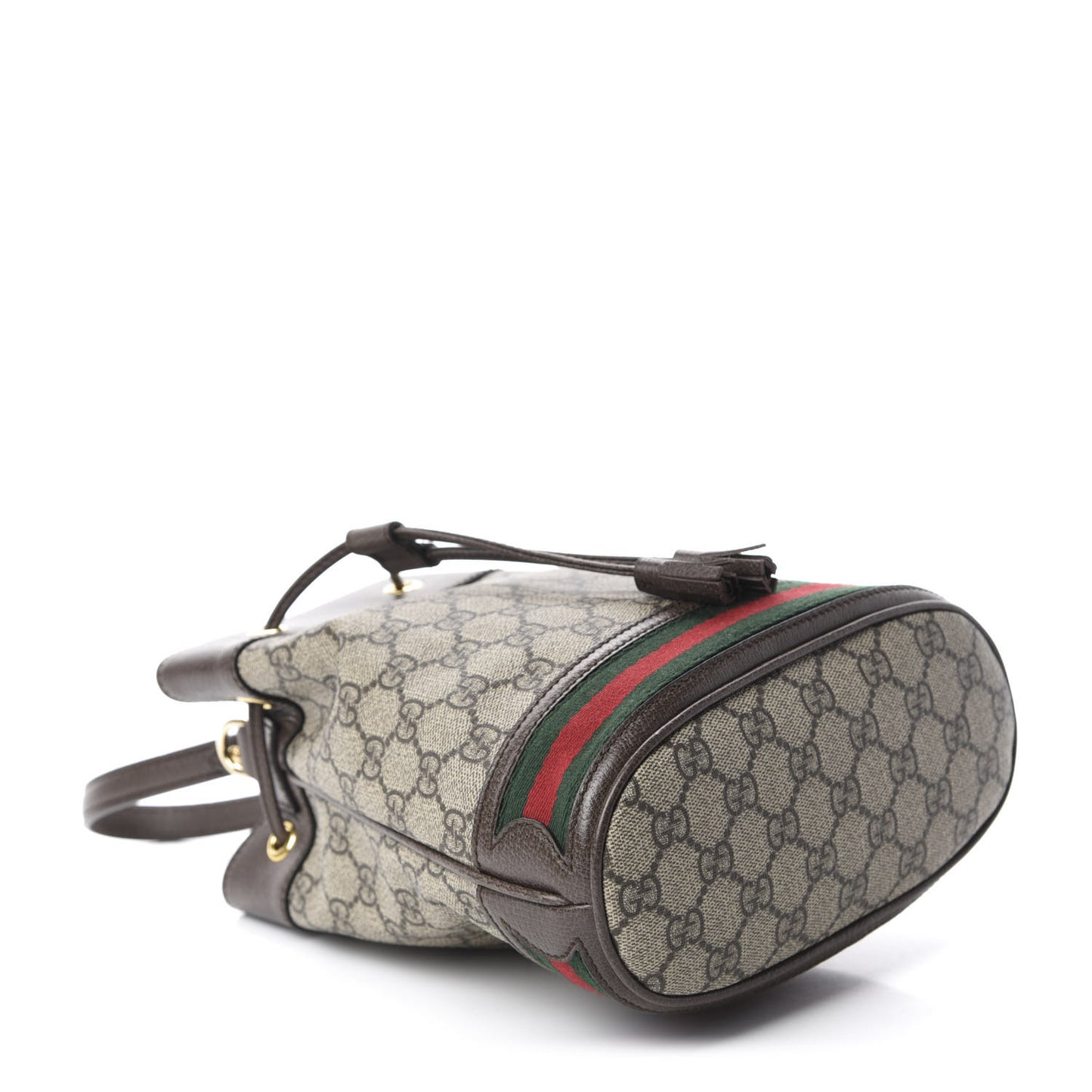 GG Supreme Monogram Web Small Ophidia Bucket Bag Brown