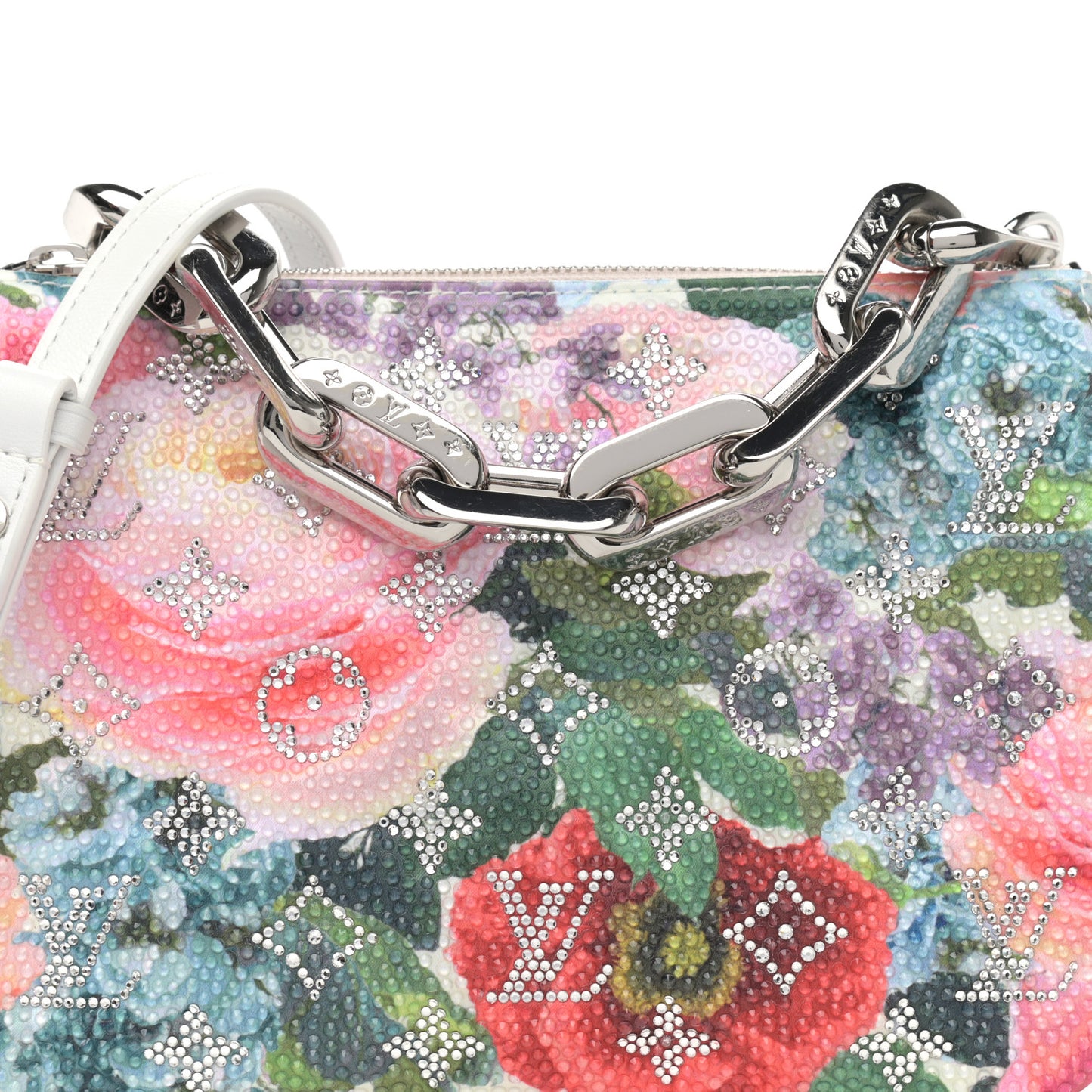 Satin Crystal Embellished Monogram Coussin BB Multicolor