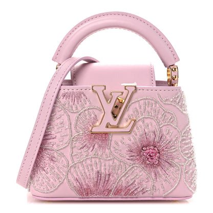 Louis Vuitton Calfskin Embroidered Nano Capucines Guimauvre Pink 1 of 23